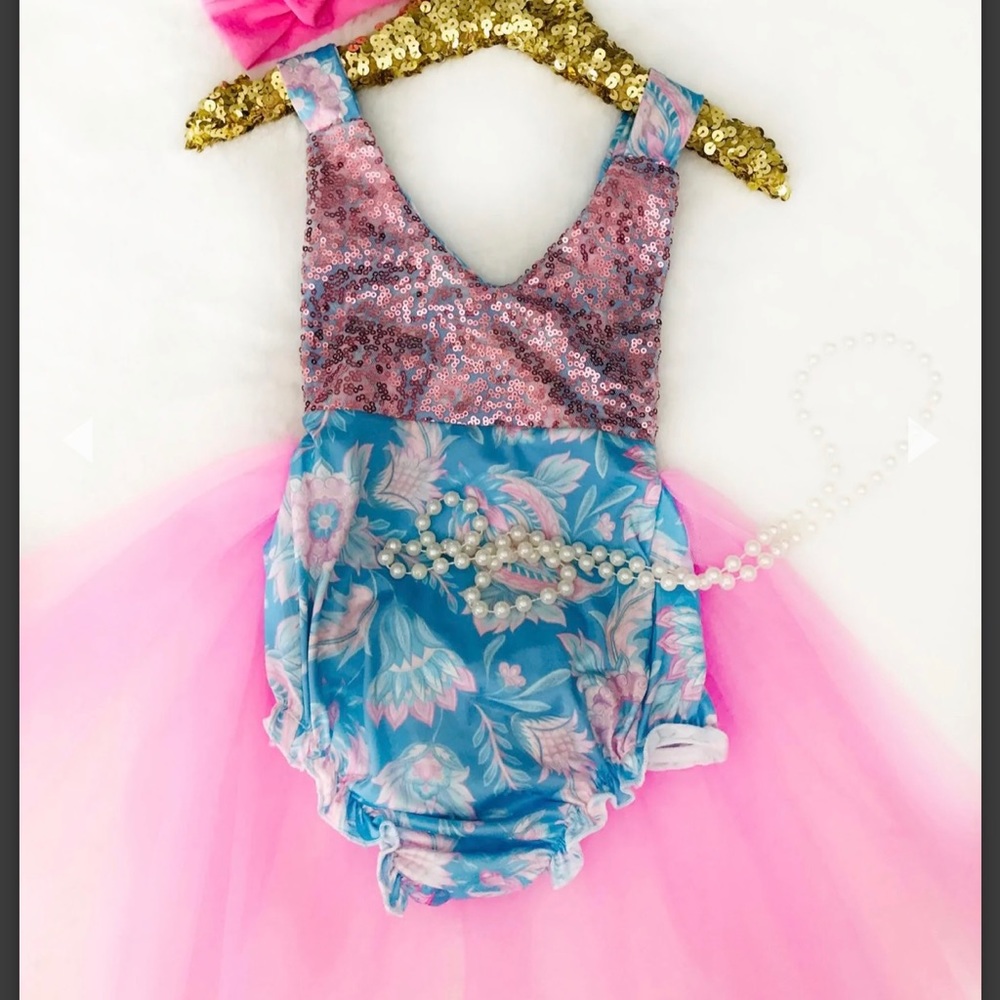 ✨Like New✨Kryssi Kouture Baby Girl’s First Birthday Tutu Romper Dress, 6-12M